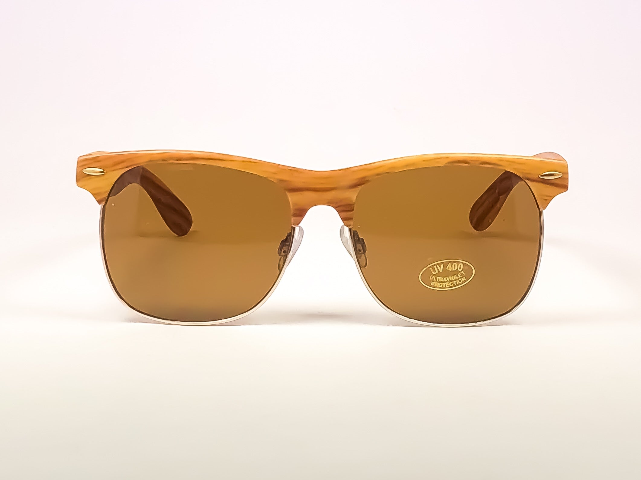 SB-7001 - Half Frame Wood Pattern Sunglasses