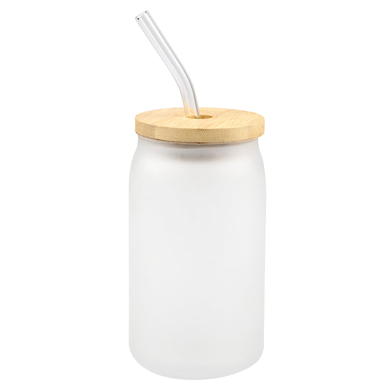 BLBZ-003- 16oz Glass Cup with Bamboo lid