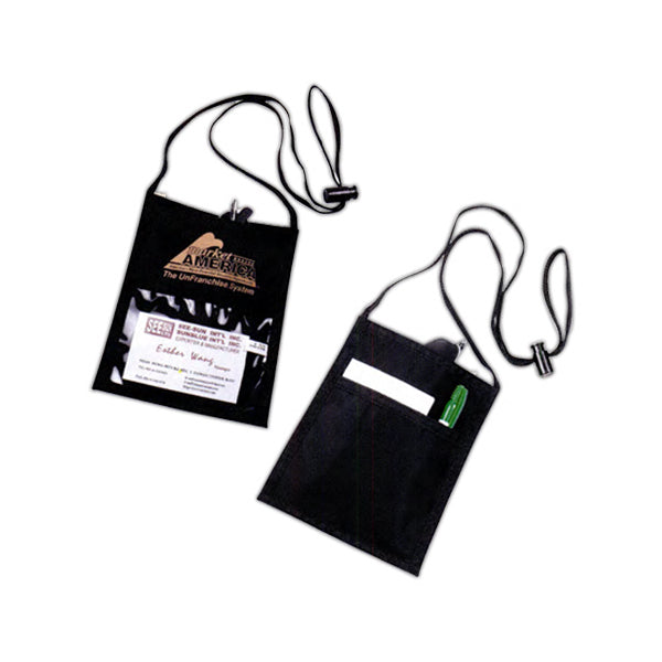 WA-008 Nylon Convention Badge Holder w/ Pouch, Pocket & Adjustment Slider