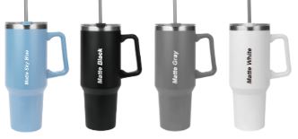 LS-102 - 40oz Stainless Steel Travel Mug with Handle and Straw