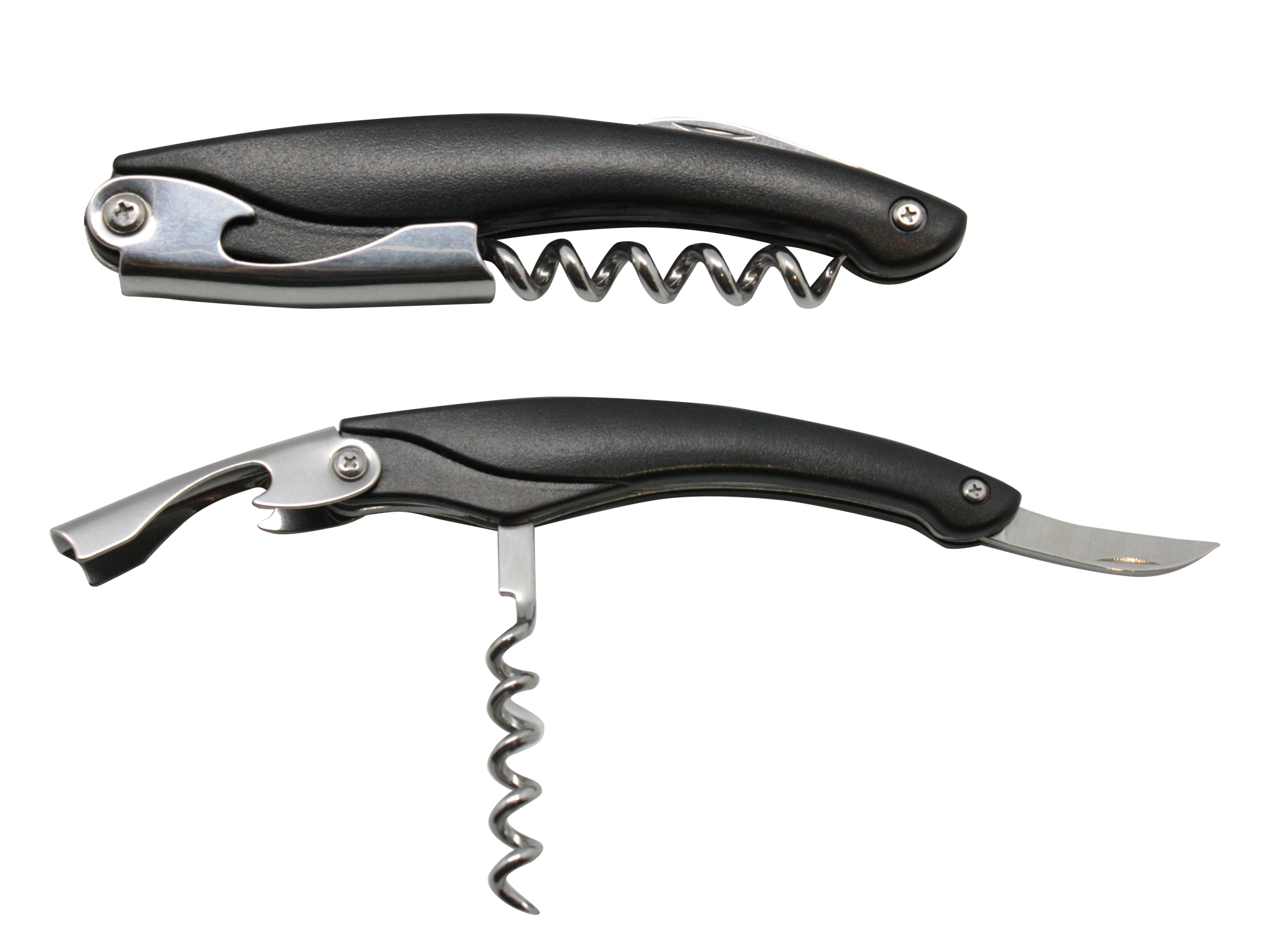 VPS-20008 - Metal Wine Opener with Corkscrew, Knife, & Black Handle