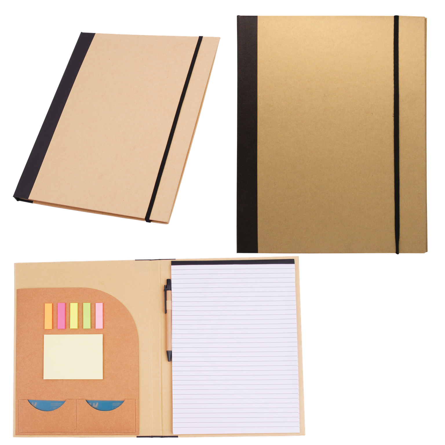 VPS-2006 - Recycled Pad Folio w/Stick Notes, Flags, Pockets, Notepad
