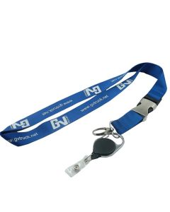 1/2" x 36" Polyester Silkscreen Lanyard with Buckle Release and Retractable Reel