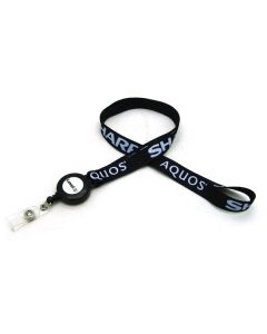 3/8" x 36" Polyester Silkscreen Lanyard with Retractable Reel