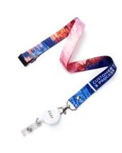 3/4" x 36" Full Color Sublimated Lanyard with Retractable Reel and Safety Breakaway