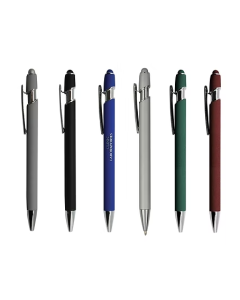 Soft Rubber Finish Click Metal Ballpoint Stylus Pen