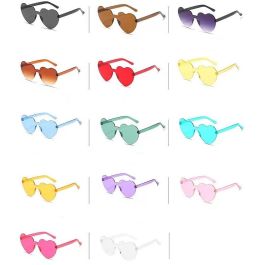 Rimless One Piece Heart Sunglasses