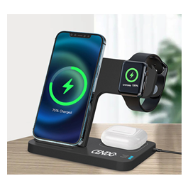 3-In-1 Foldable 15W Fast Wireless Charging Stand For Cell Phone, Apple Watch, Air Pods