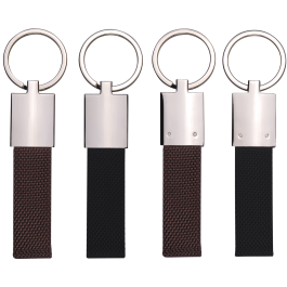 Canvas Metal Key Chain in Shiny Nickel Finish