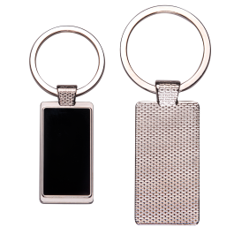 Rectangle Metal Key Chain w/ Dark Reflective Center