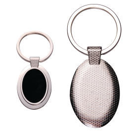 Oval Metal Key Chain w/ Dark Reflective Center