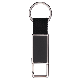 Snap On Double Sided Black Rectangle Key Chain