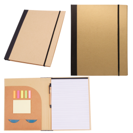 Recycled Pad Folio w/Stick Notes, Flags, Pockets, Notepad