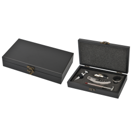 Piece Wine Opener Set W/ Black Wood Case