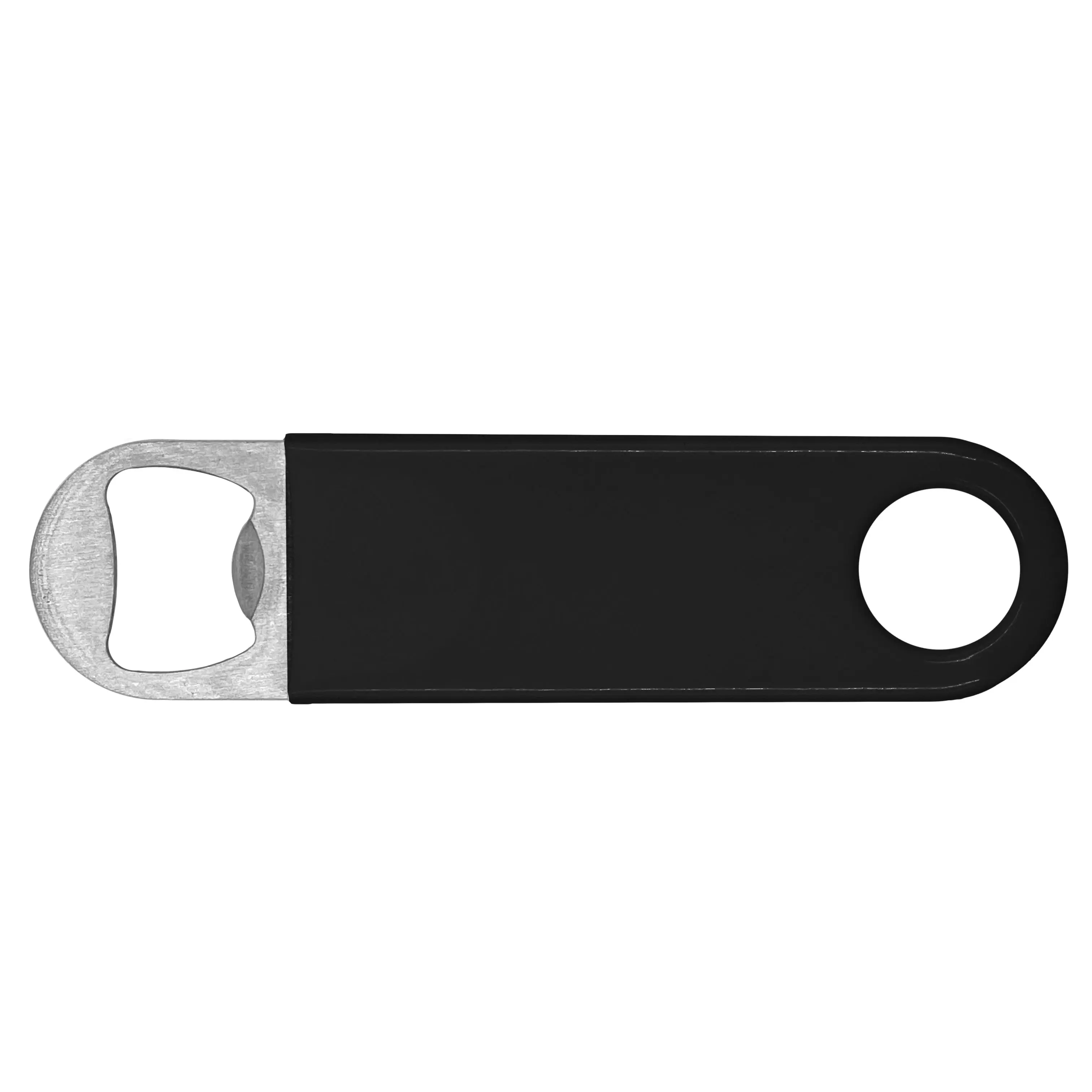 [3459- Black] Pocket Vinyl Coated Paddle Bottle Opener (Black)
