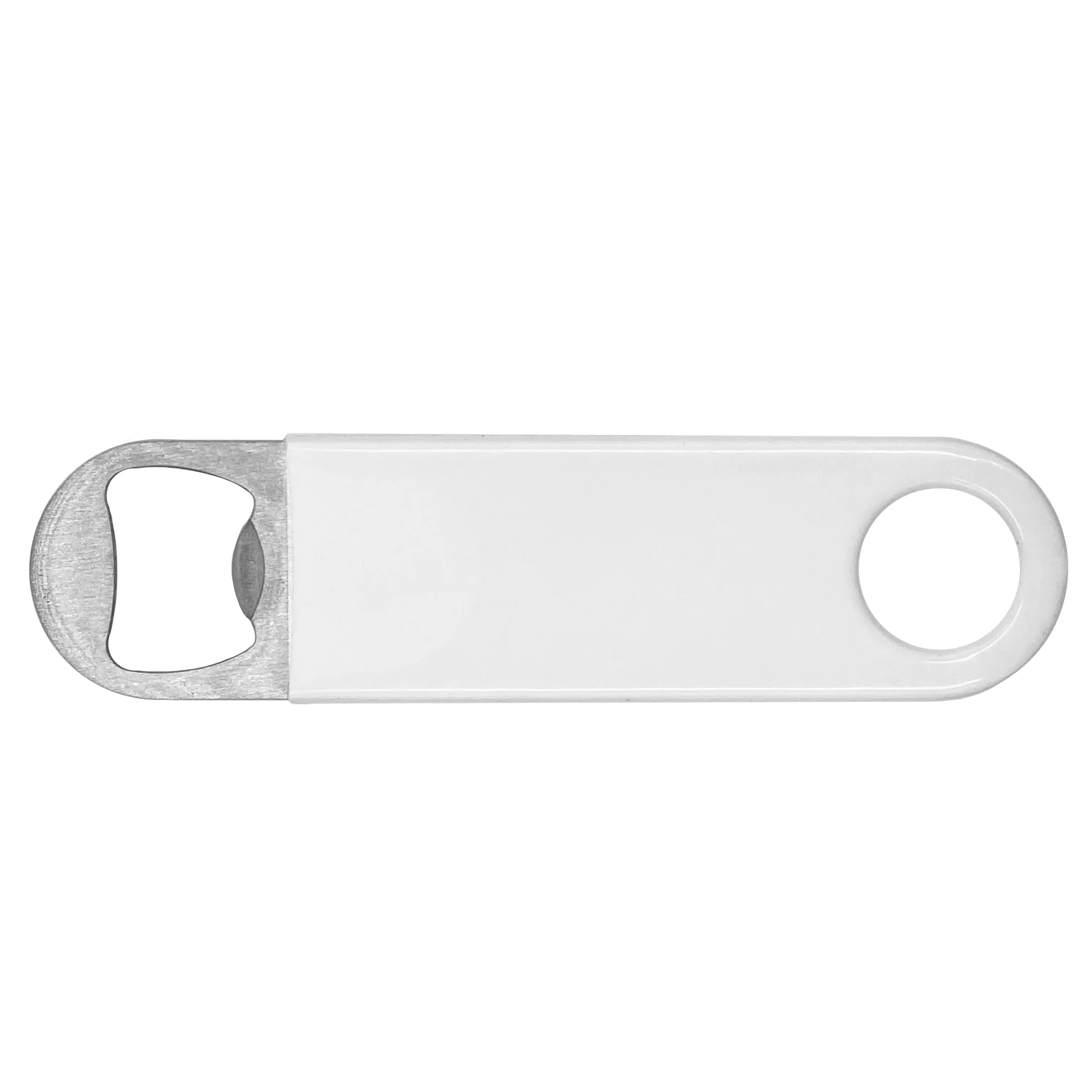[3459- White] Pocket Vinyl Coated Paddle Bottle Opener (White)