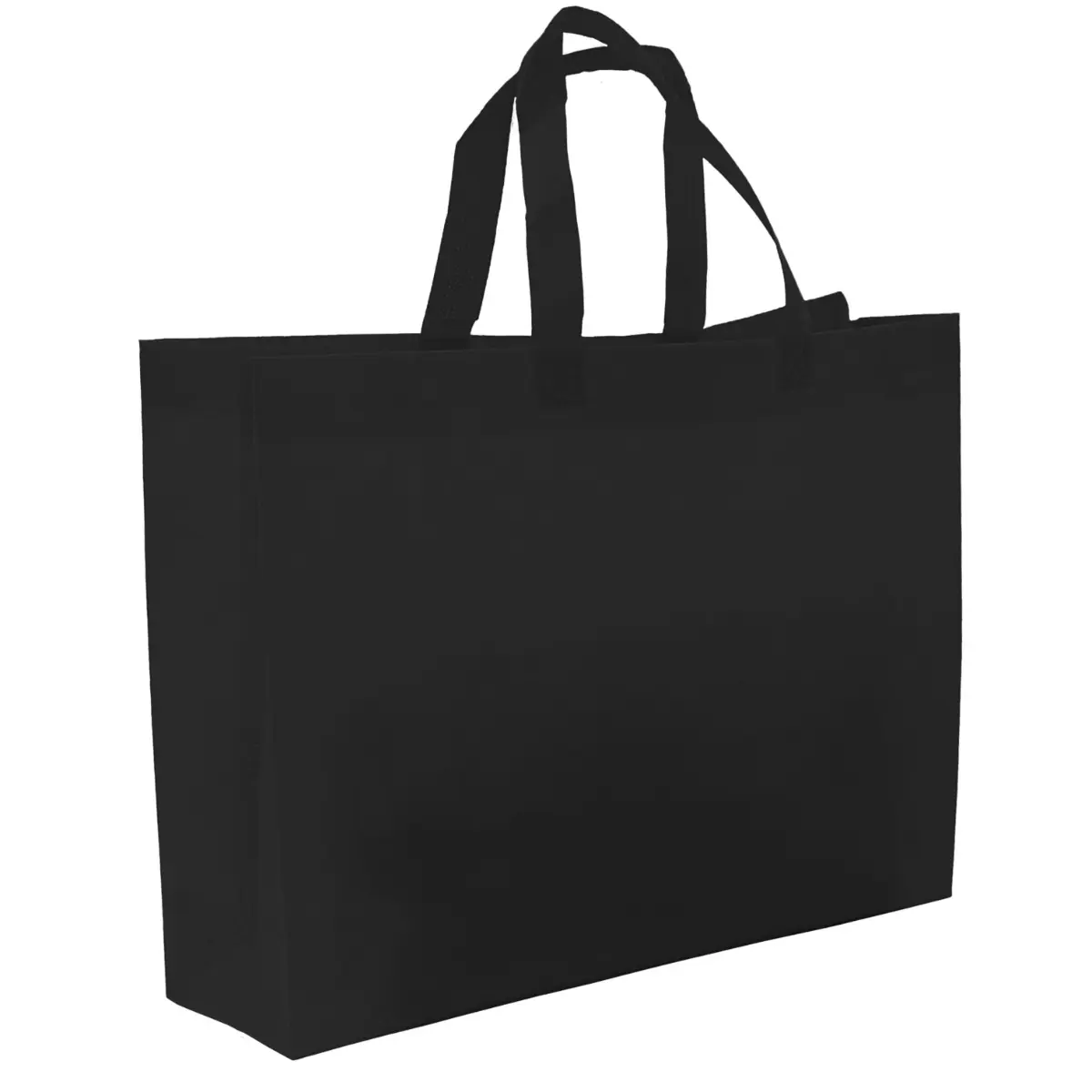 [B800- Black] Non-Woven Shopping Bag Grocery(15.5 n W x 12in H x 4in D) (Black)