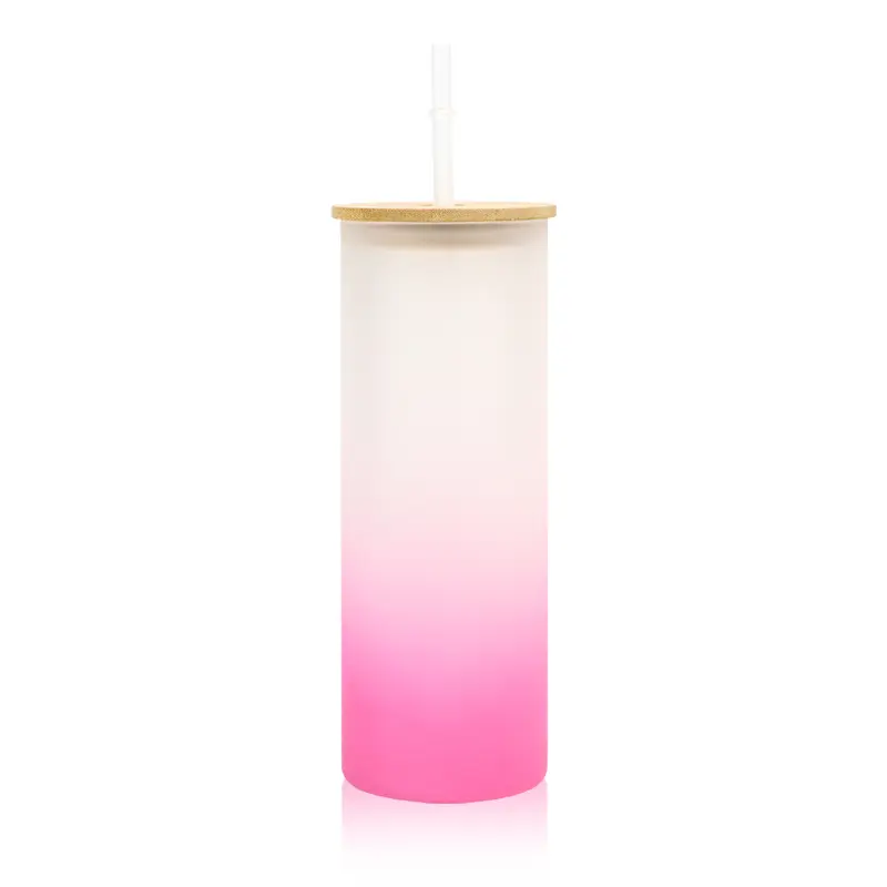 [BLBZ-007- Pink] Ocean 25oz Glass Tumbler with Bamboo Lid (Pink)