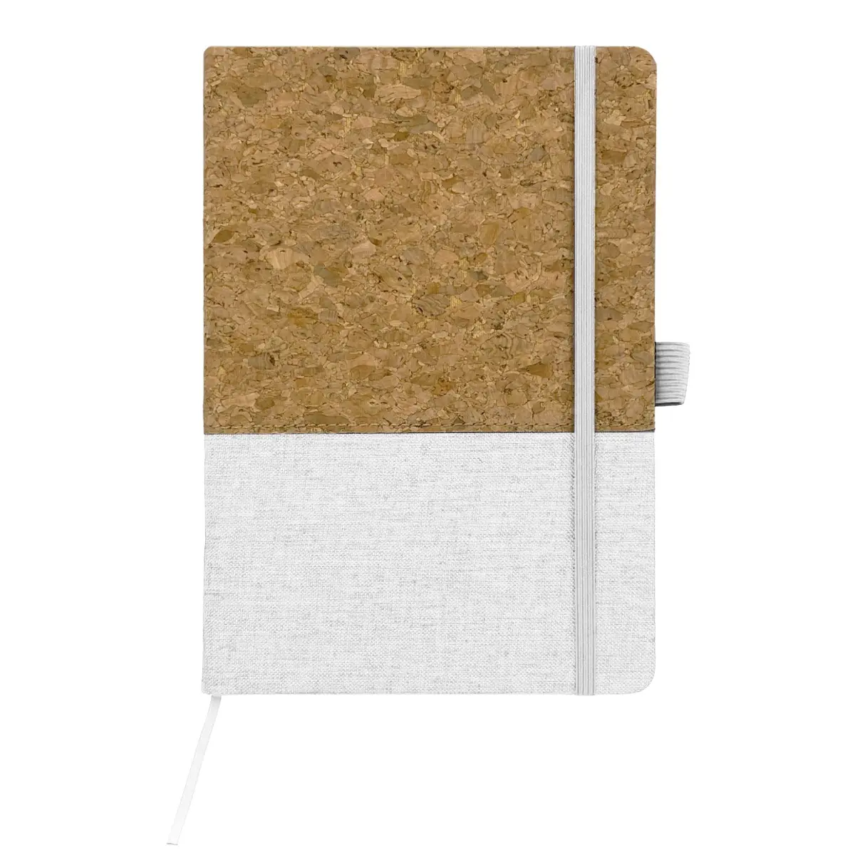 [JD-568- White] 5.5"*7" Stonebrook Eco Cork Hard Cover Notebook (White)
