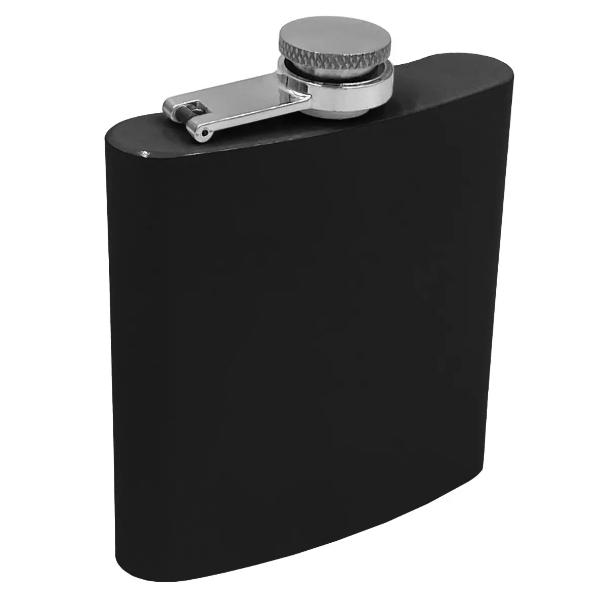 [JH304-C6- Black] Adventure Powder Coated 6oz Hip Flasks (Black)