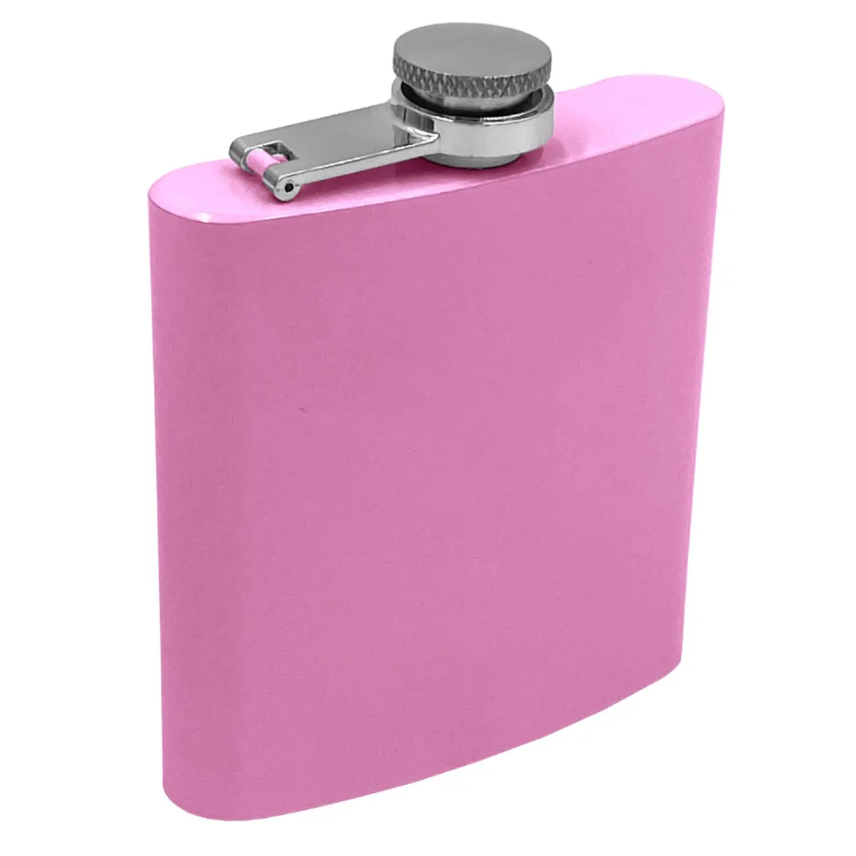 [JH304-C6- Pink] Adventure Powder Coated 6oz Hip Flasks (Pink)