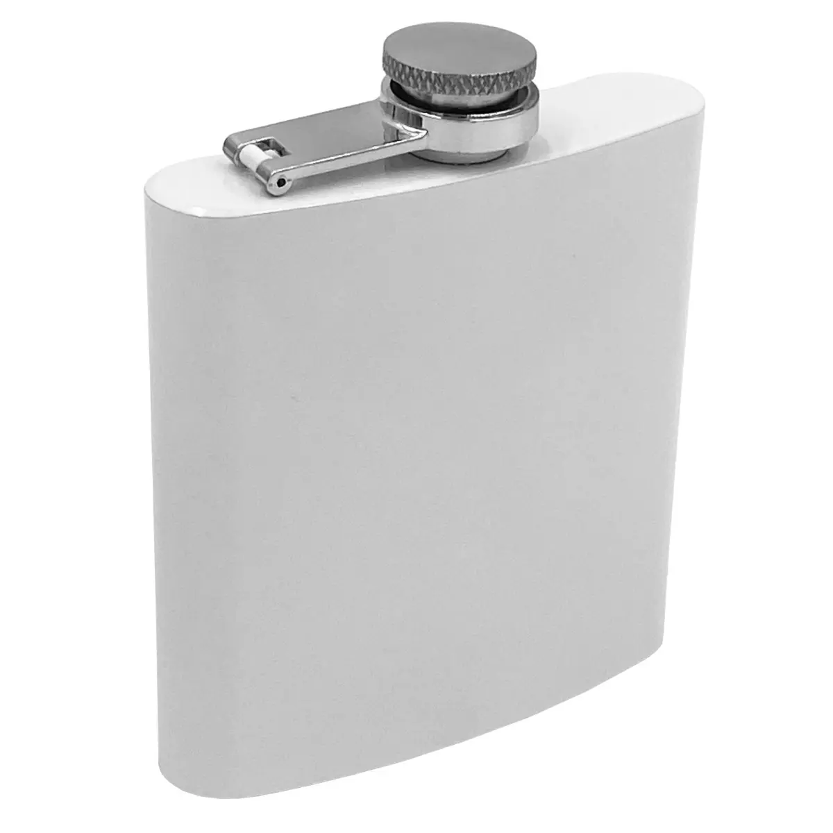 [JH304-C6- White] Adventure Powder Coated 6oz Hip Flasks (White)