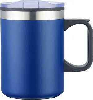 [LS-205AP- Blue] 14oz Double Wall Camping Mug w/ Handle (Blue)