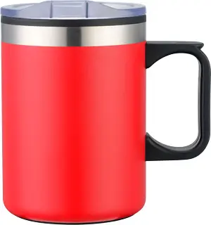 [LS-205AP- Red] 14oz Double Wall Camping Mug w/ Handle (Red)