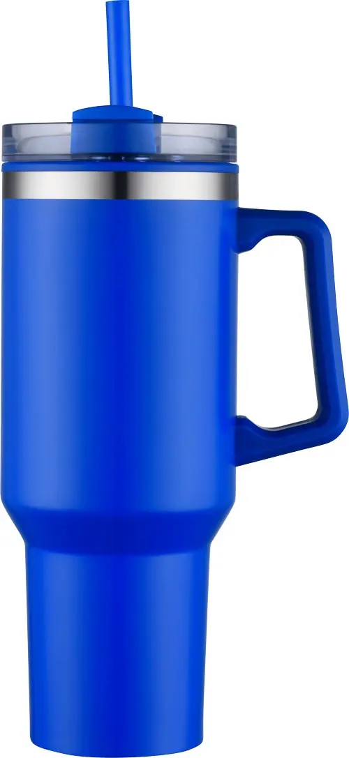 [LS-202A- Royal Blue] 40oz Double wall Insulated travel mug with handle and straw. PP liner, SS outer with painting (Royal Blue)