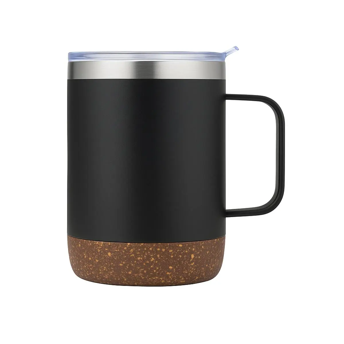 [LS-225- Black] 12oz Vacuum Mug with Cork Bottom (Black)