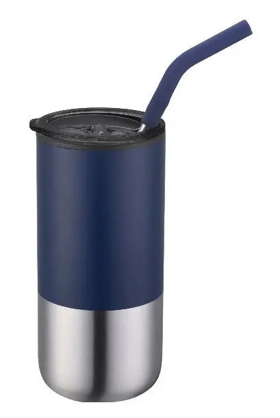 [LS-228AP- Navy Blue] 16oz Double Wall Tumbler with Straw (Navy Blue)