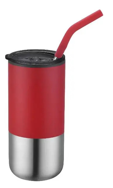 [LS-228AP- Red] 16oz Double Wall Tumbler with Straw (Red)
