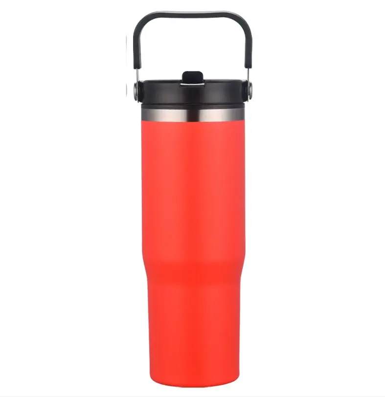 [LS-268- Red] 30oz Vacuum Travel Mug with Carrier (Red)