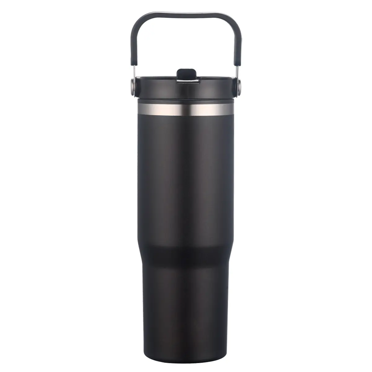 [LS-123AP-Black] 30oz Double Wall tumbler with carrier. Plastic inner, SS outer with powder coating (Black)