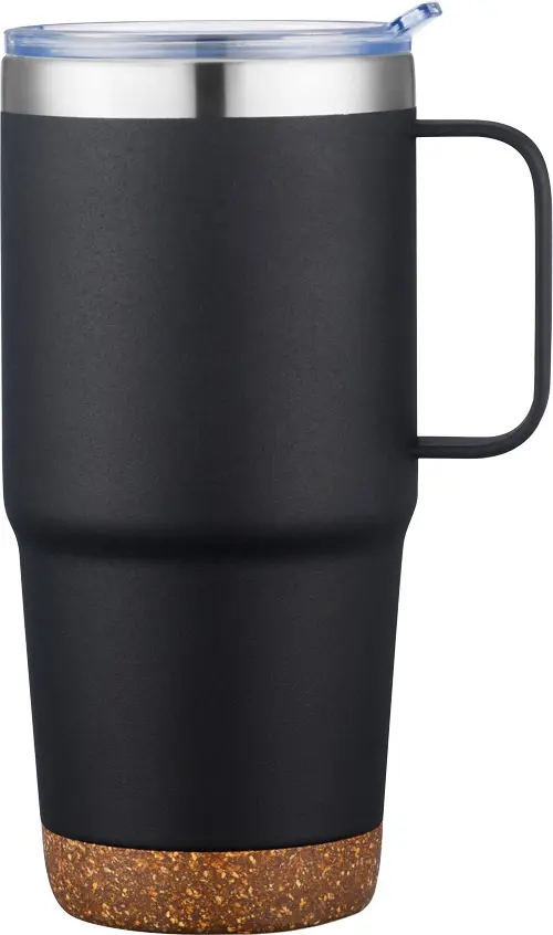 [LS-278- Black] 24oz Stainless Steel Travel Mug with Cork Bottom (Black)