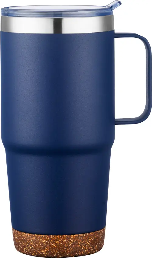 [LS-278- Blue] 24oz Stainless Steel Travel Mug with Cork Bottom (Blue)