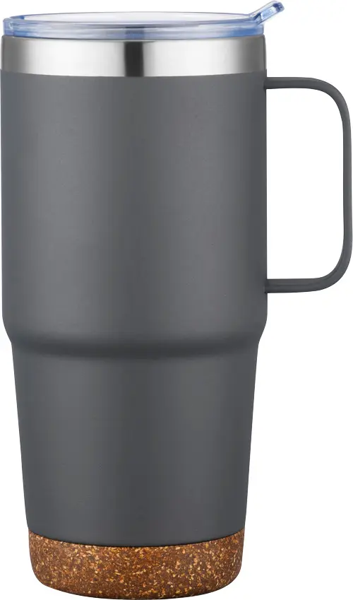 [LS-278- Grey] 24oz Stainless Steel Travel Mug with Cork Bottom (Grey)