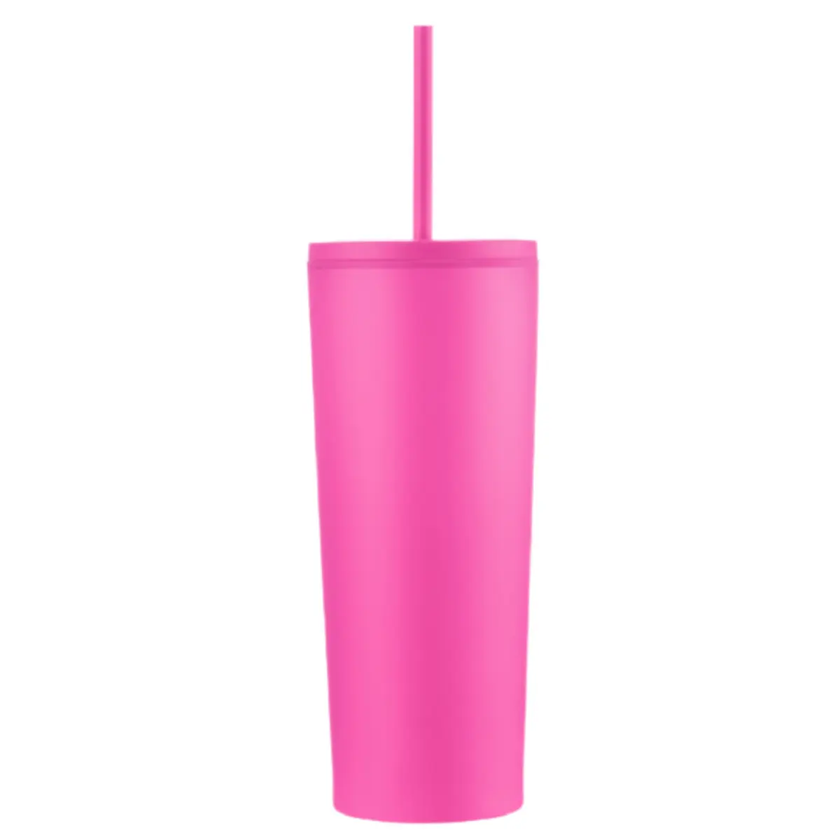 [LS-508AP- Magenta] 24oz Double wall tumbler with plastic straw (Magenta)