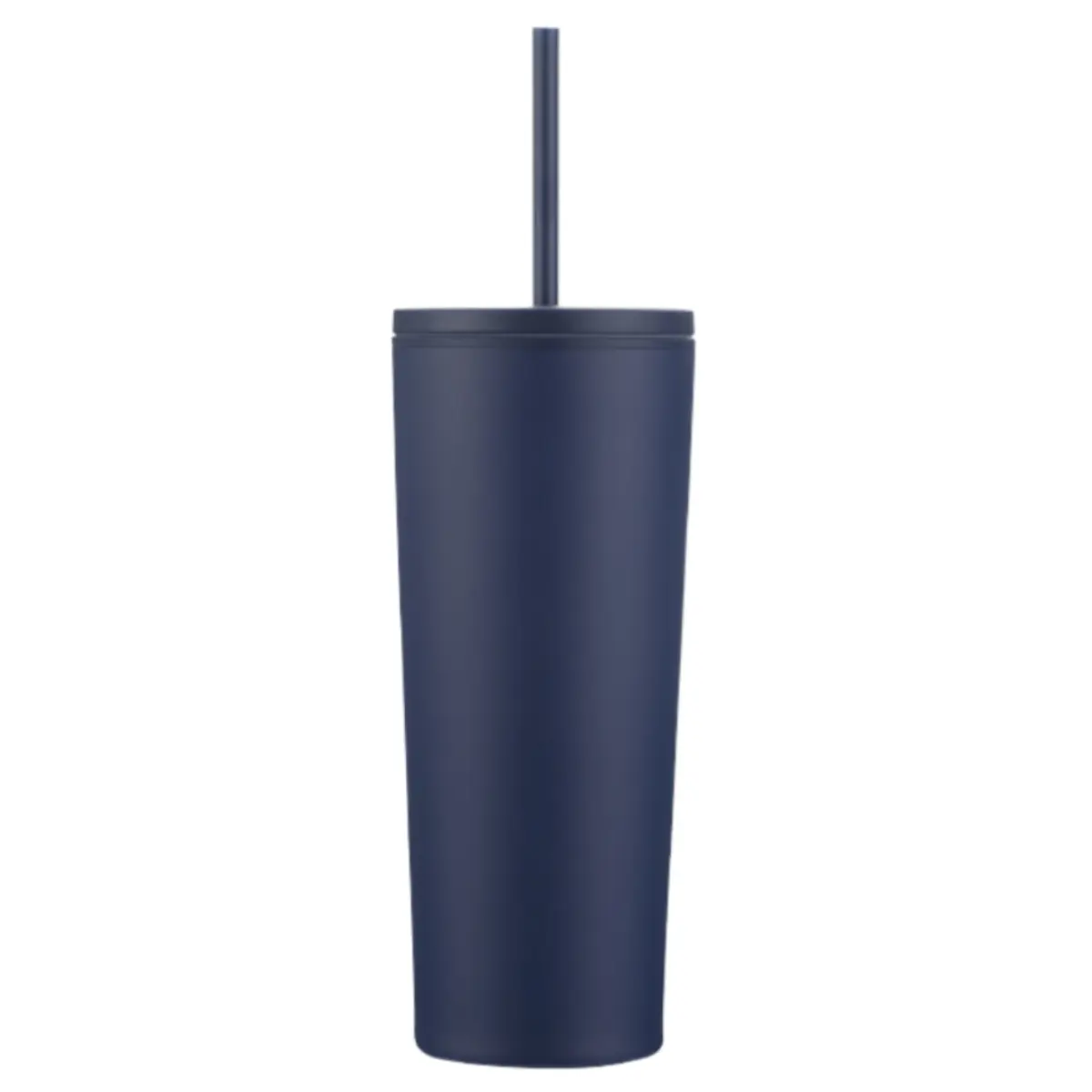 [LS-508AP- Navy] 24oz Double wall tumbler with plastic straw (Navy)
