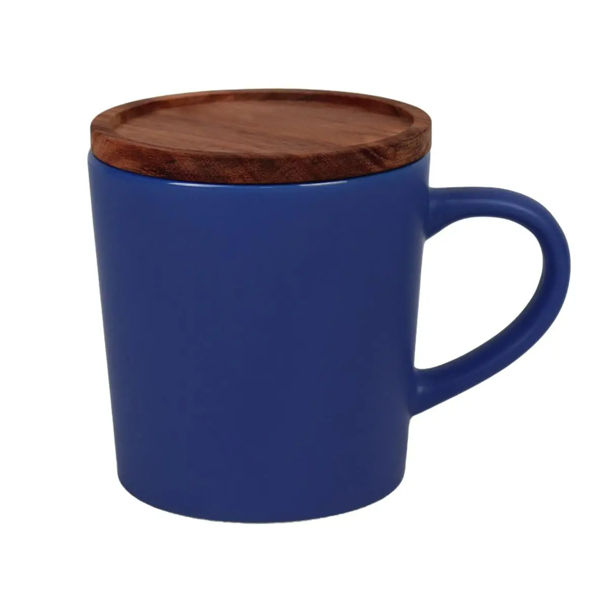 [LS-567- Blue] 16OZ CERAMIC MUG WITH WOOD LID (Blue)