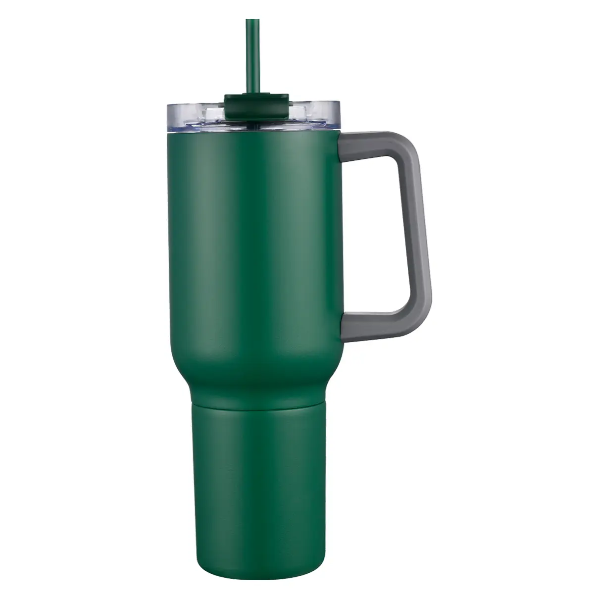 [LS-603- Green] 21oz S/S Travel mug with handle and straw, 12oz bottom screw off use for a can cooler (Green)