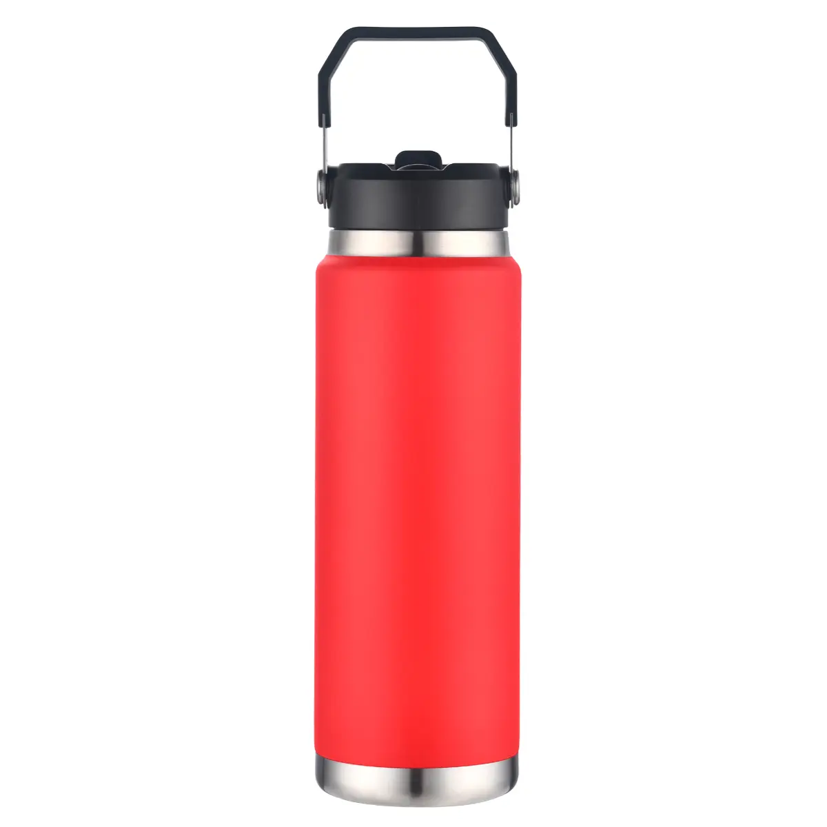 [LS-901- Red] 30oz Vacuum bottle with straw and carry handle (Red)