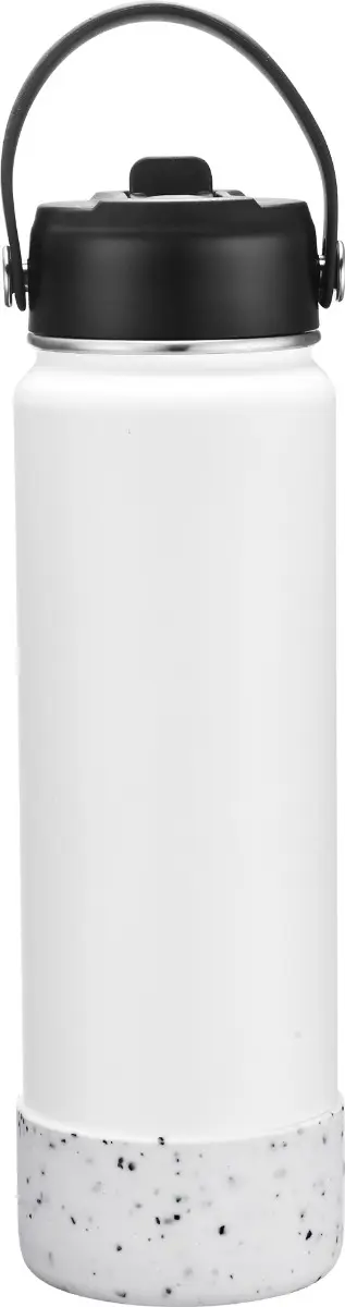 [LS-908- White] 27oz Vacuum Water Bottle with Silicone Bottom (White)