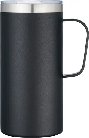 [LS-9975- Black] 20oz Powder Coated Stainless Steel Vacuum Camp Mug (Black)