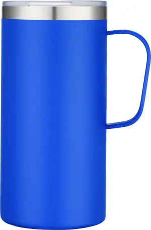 [LS-9975- Blue] 20oz Powder Coated Stainless Steel Vacuum Camp Mug (Blue)