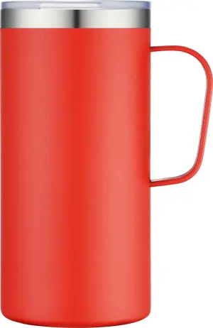 [LS-9975- Red] 20oz Powder Coated Stainless Steel Vacuum Camp Mug (Red)