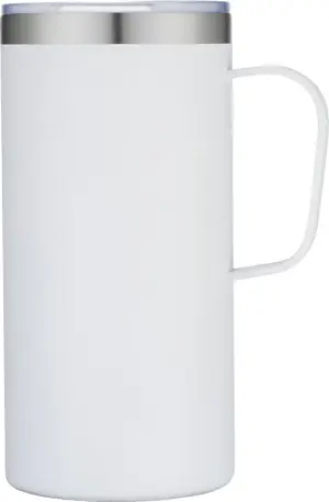 [LS-9975- White] 20oz Powder Coated Stainless Steel Vacuum Camp Mug (White)