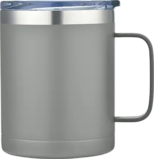 [LS-9985- Grey] 14oz Powder Coated Stainless Steel Outer & Inner walls Vacuum Camping Mug w/ Handle (Grey)
