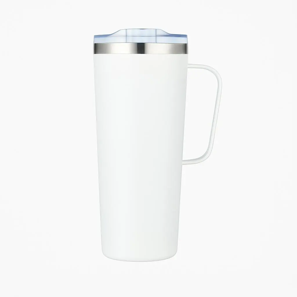 [LS-9995- White] 28oz Double Wall Vacuum Camping Mug with Handle (White)