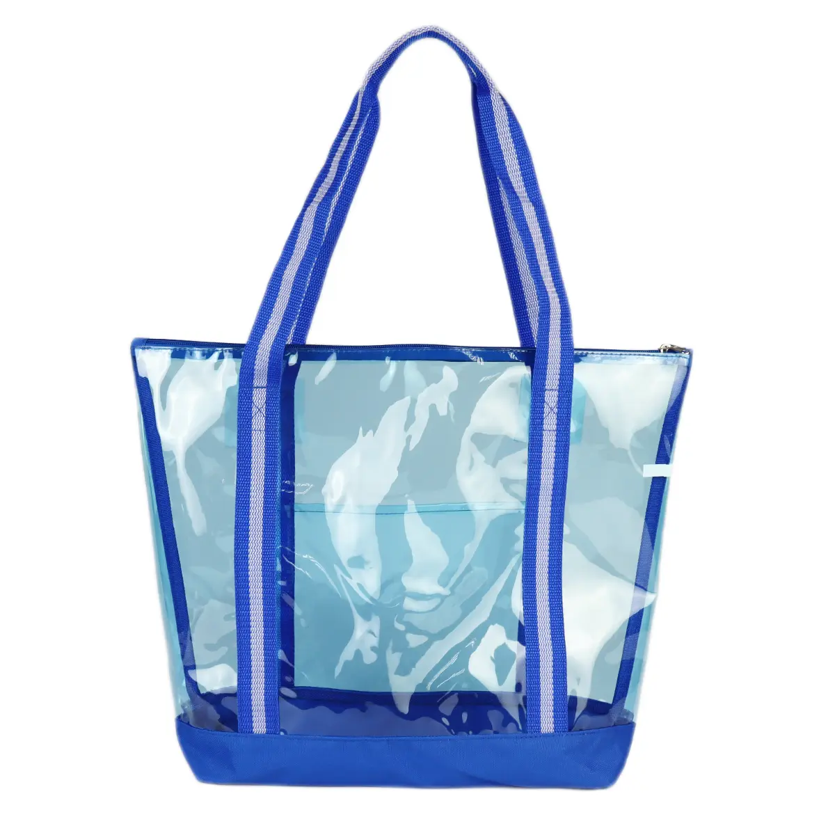 [LS-TPU606- Blue] Clear Tote Bag with Zipper (Blue)